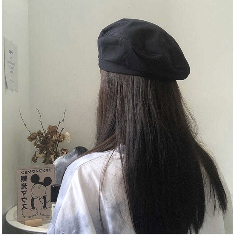 Topi （56-58cm）Baret Topi Beret Octagonal Warna HitamRetro KOREA！