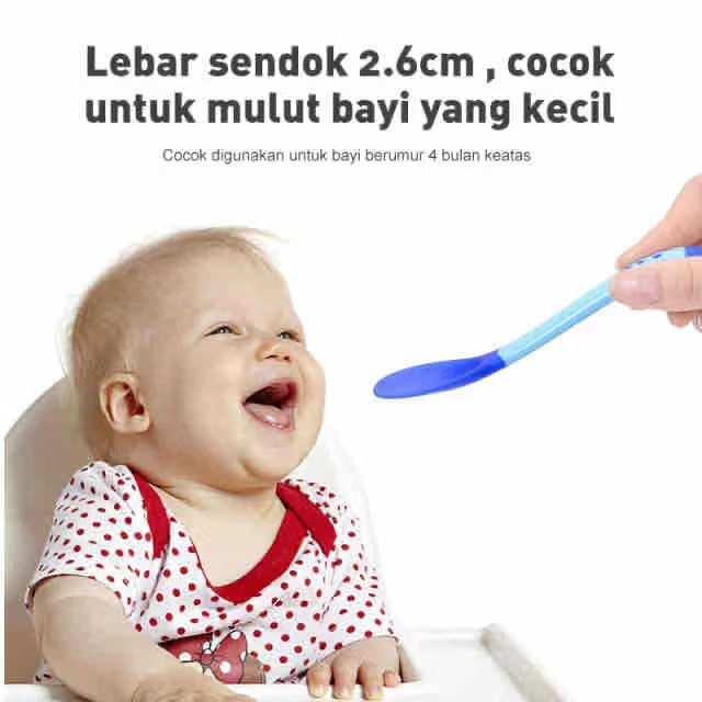 Sendok makan bayi silikon / Garpu makan bayi silikon / Sendok dan Garpu Pengubah Suhu Bayi Silikon Lembut