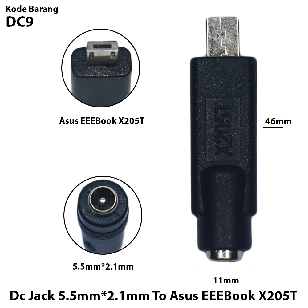 DC Connector Female To Asus Eeebook X205T dc9