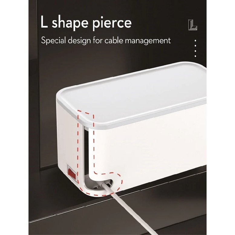 LDNIO SCW5354 - Management Power Strip Box - 15W Wireless Charging - Kabel Ekstension 5 Socket dan 3 USB - Lengkap dengan Wireless Charging dan Box Penyimpanan