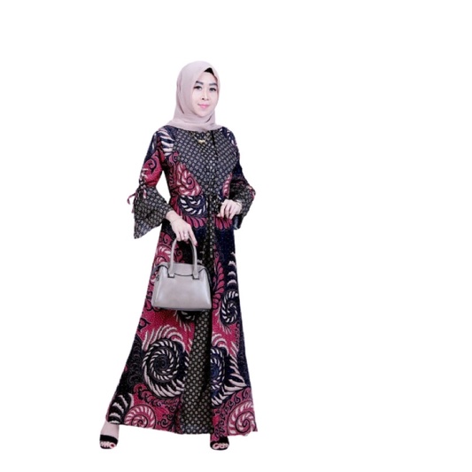 MAURA COPLE - SANIA RUFFLE BATIK COPLE JAZY GAMIS SYAR'I - GAMIS KERAH JAZZ MOTIF PUSER. CS