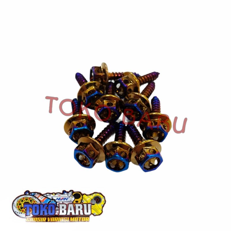 baut probolt body yamaha twotone flower atau baut body yamaha probolt twotone flower isi 10 biji
