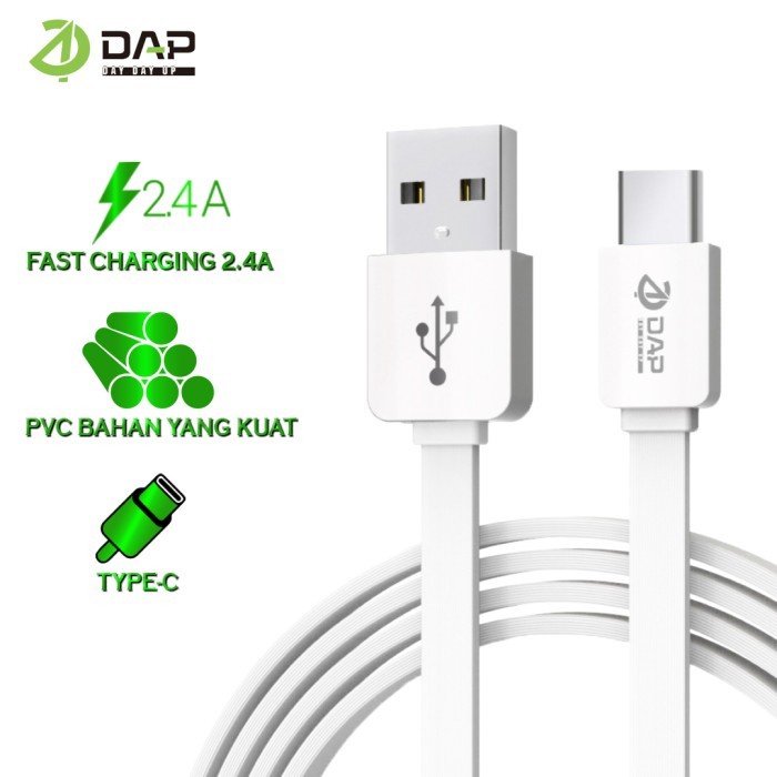 Kabel Data TYPE C DAP DT100 panjang 100cm Kabel Data Type C fast Charging 2.4A Usb C