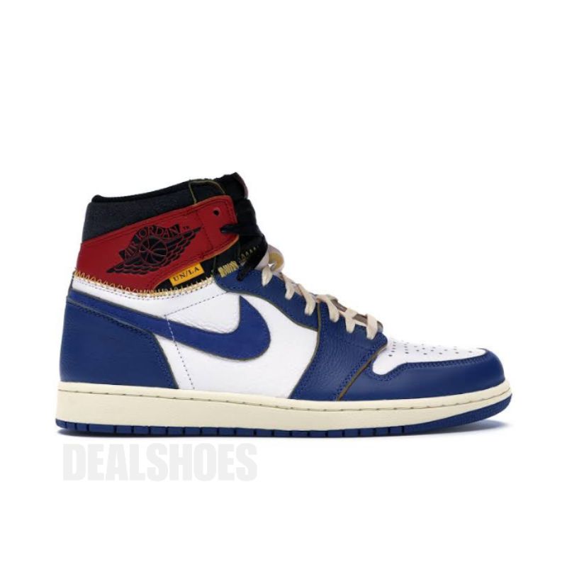 Nike AirJordan 1 Retro High Union Los Angeles Blue Toe White Storm Blue Varsity Red Black Kode Artik