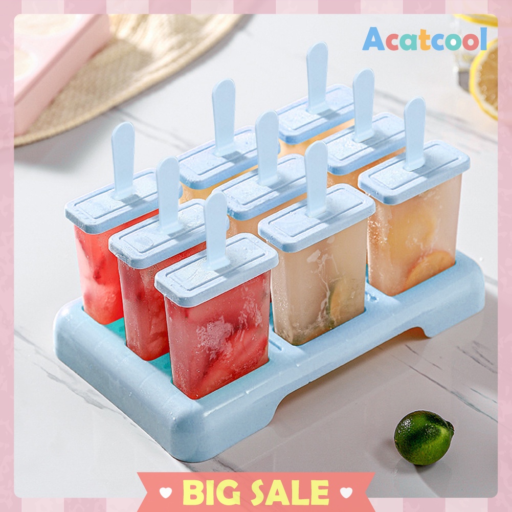 9 Hole Silicone Ice Cream Mould Tray Popsicle Barrel DIY Mold with Stick