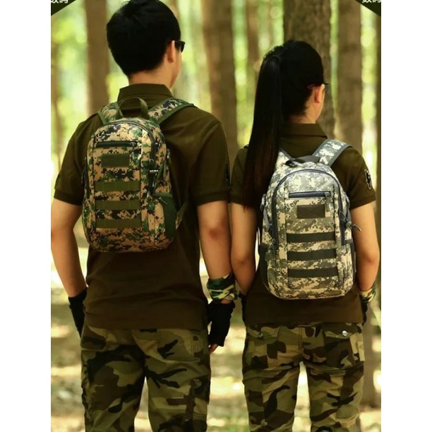 Tas 12 Liter Mini Tas Ransel Taktik Double Tas Bahu untuk Pria dan Wanita Ransel Perjalanan Militer