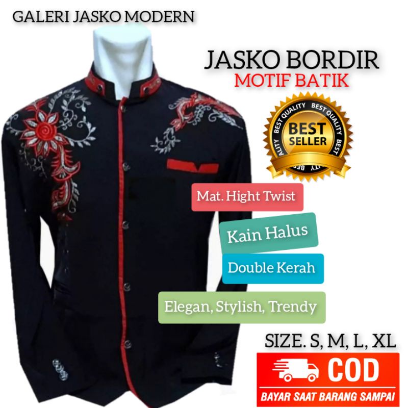 Jasko | Baju Koko dewasa hitam Bordir |  Koko Pria terbaru | Jasko modern | Jas Koko Pria dewasa