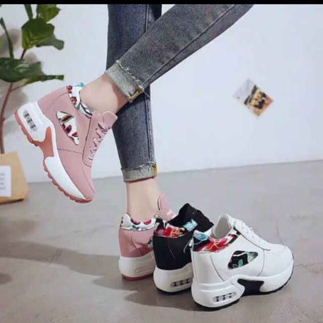 Sepatu sneakers wanita kode as12 motif bunga