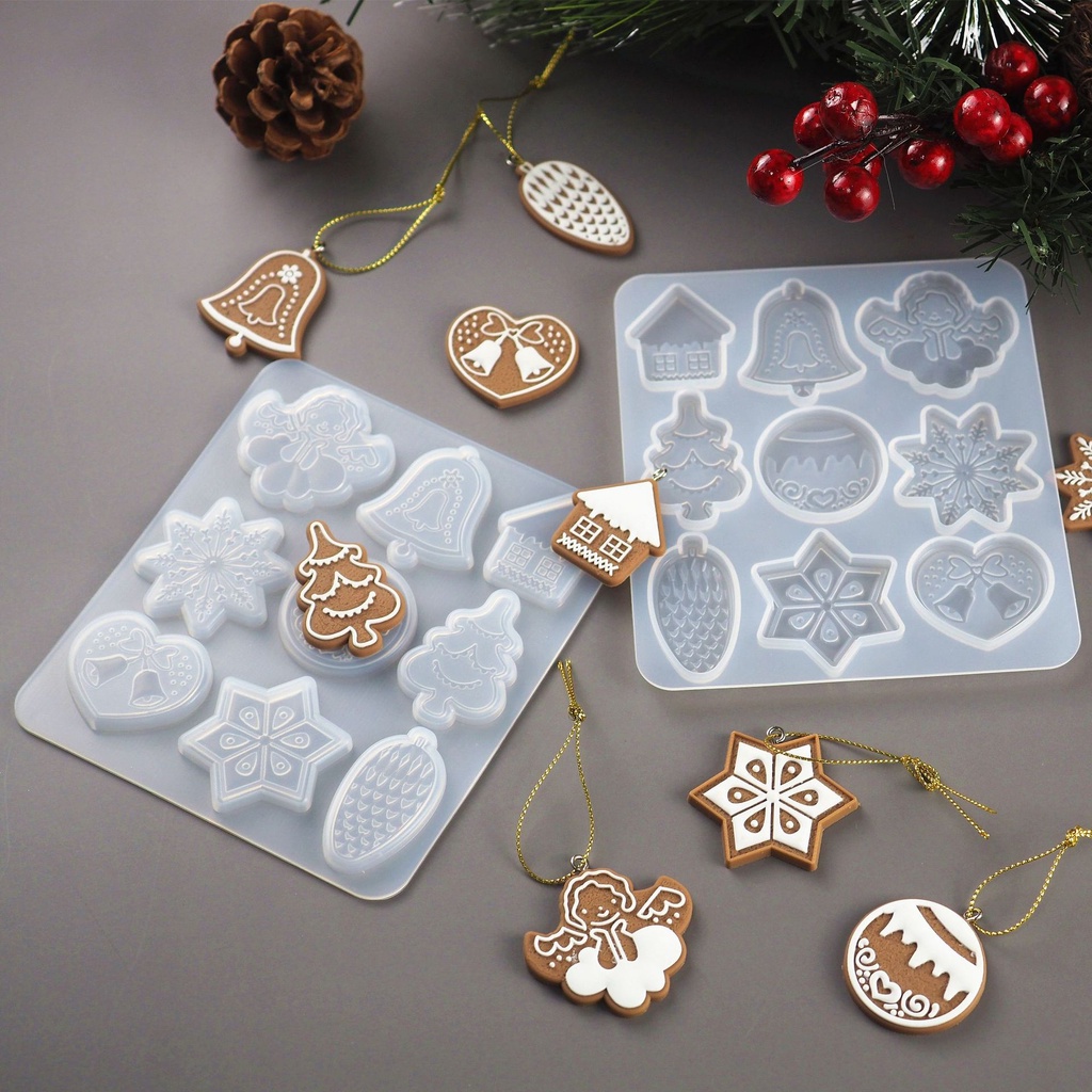 Cetakan Resin Bentuk Pohon Natal / Snowflake / Rusa Bahan Silikon Untuk Membuat Perhiasan DIY