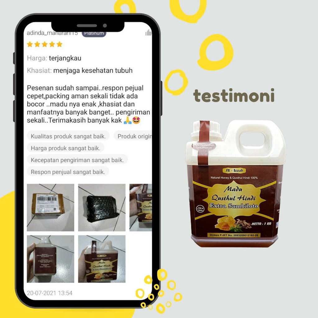 (Paket 5) Madu Qusthul Hindi Original Ekstra Sambiloto 1kg Meningkatkan Imun, Mengobati Batu Ginjal,