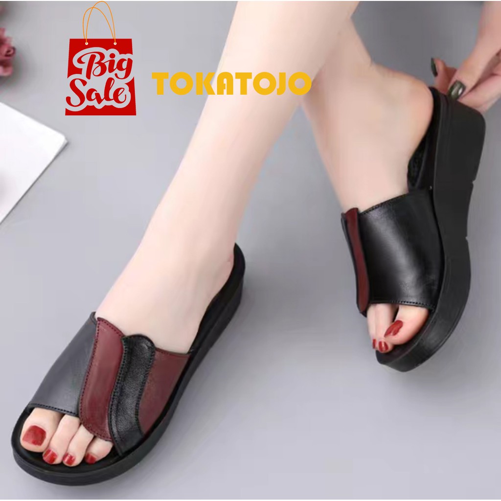 Sandal wedges wanita terbaru/sandal wanita fashion korea/sandal hak 5cm