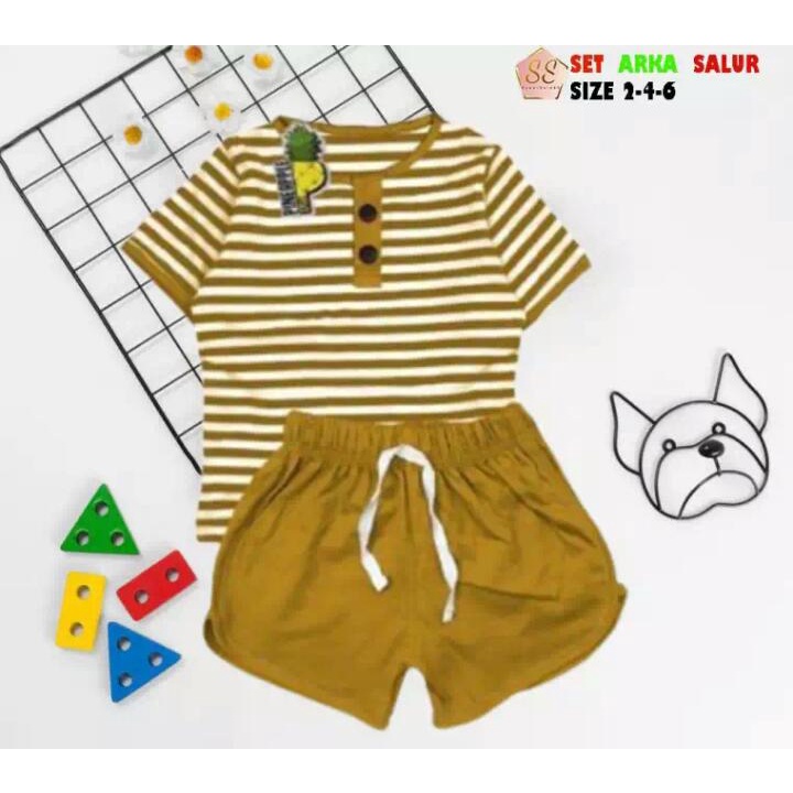 setelan baju bayi anak motif arsy salur garis kancing size 1-5 tahun bahan katun lembut nyaman dipakai/ setelan baju bayi anak laki laki/ setelan baju bayi anak perempuan/ setelan baju bayi anak cowo/ setelan baju bayi anak cewe