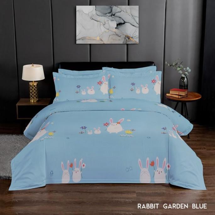 Celina King Rabbit 100% Cotton Silk Bed Cover 230x230 cm Rabbit Blue -