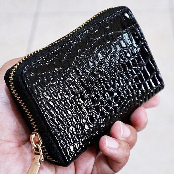 Dompet Kartu Resleting Croco serat kayu 6649 Card holder THR