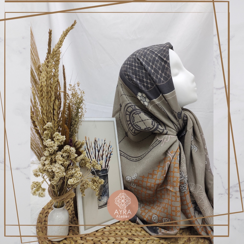 HIJAB SYARI SEGIEMPAT KERUDUNG JUMBO MOTIF JILBAB BESAR KERUDUNG JUMBO LASERCUT 130 cm JILBAB SYAR'I 130cm azzura Aubrey-D Sage
