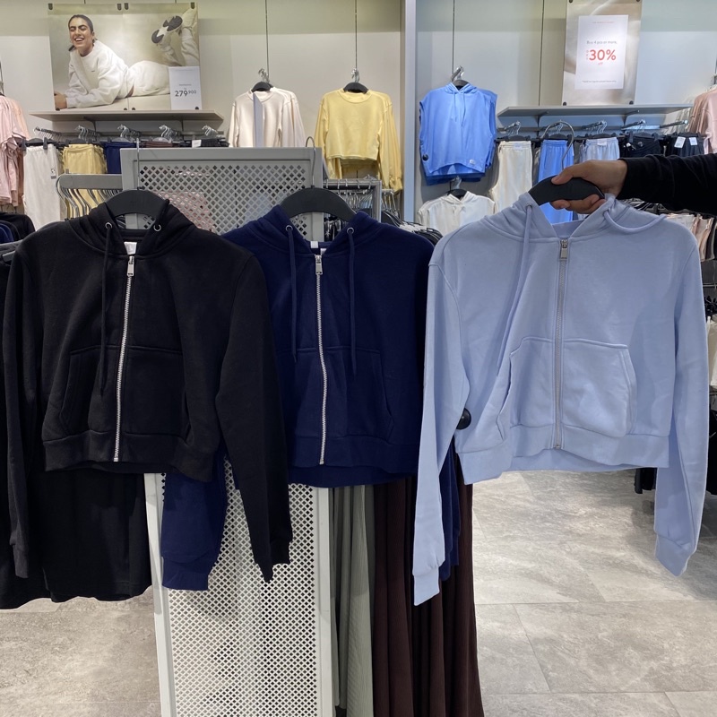 Hoodie zipper crop basic H&M [GRATIS JASTIP]