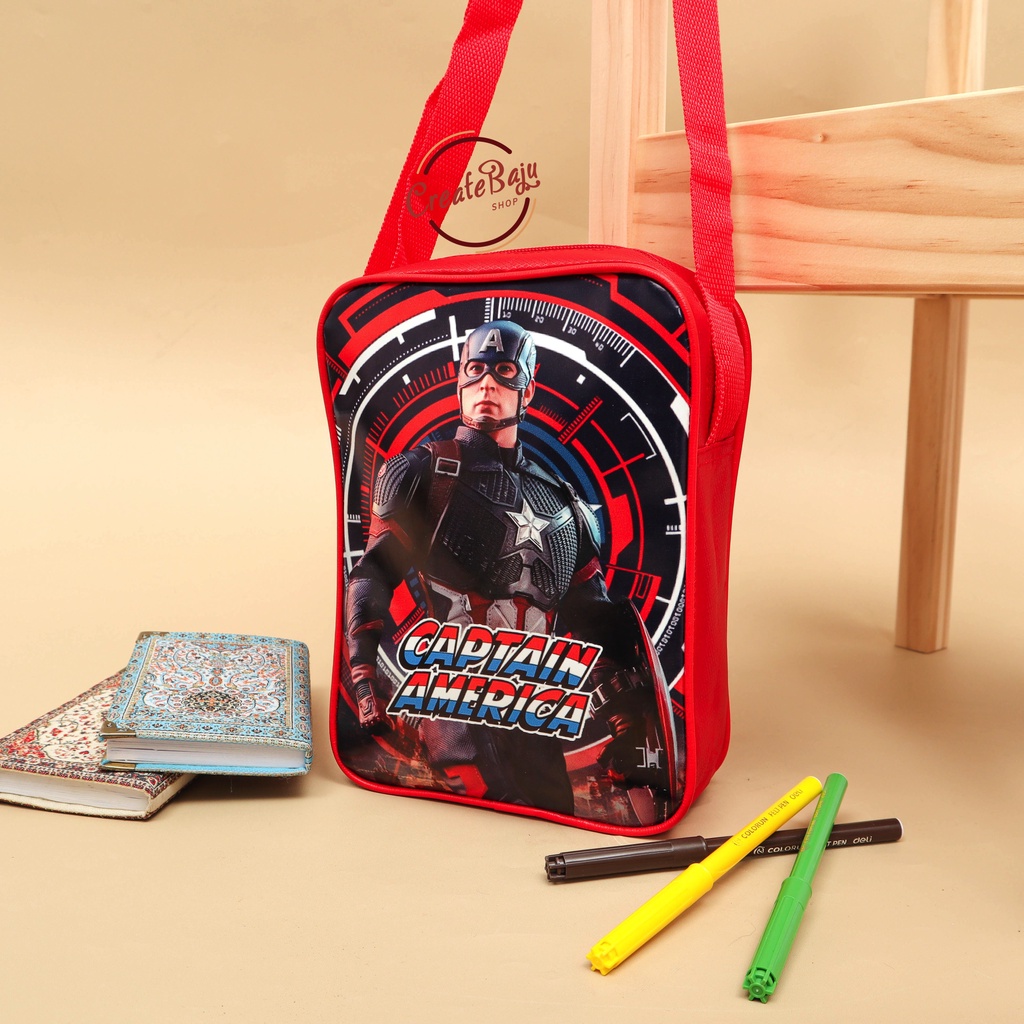 TAS SELEMPANG ANAK MUAT BUKU IQRO BATMEN CAPTEIN SPIDERMEN UNICORN FROZEN TAS ANAK TERMURAH PREMIUM