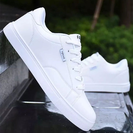 Sepatu Putih Pria Keren Style 2022 Sepatu Putih Polos Pria Terbaru 2022 Sepatu Cowok Warna Putih Ter