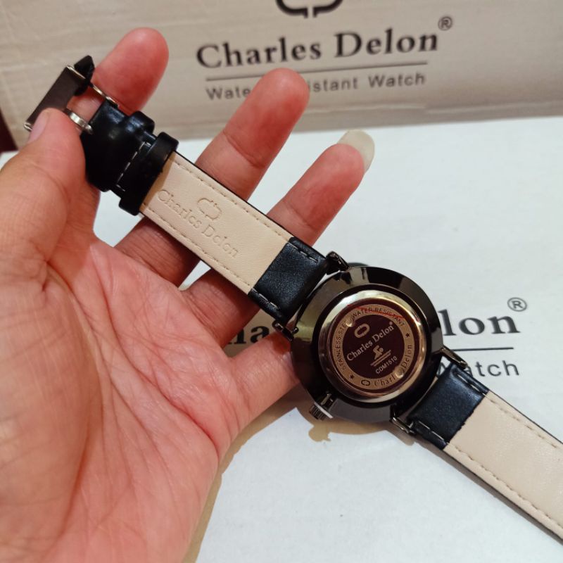 Jam couple charles delon water resistance original harga sepasang free box + batree cadangan SALE !!