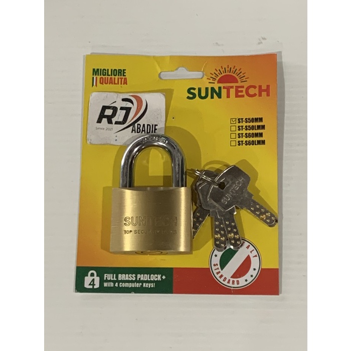 Gembok Kunci Komputer Full Kuningan Asli SUNTECH 50mm