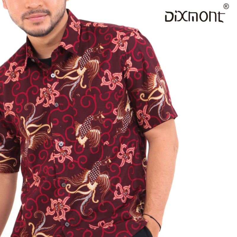 Dixmont Kemeja Pria Batik Pendek Hem BS00521