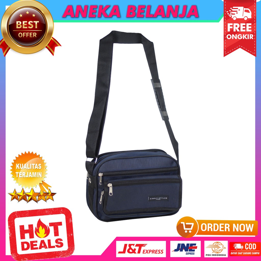 Tas Selempang Khusus Cowok Simply Besar Biru Kekinian Trendy Ekonomis Berkualitas Kuat Tebal Casual