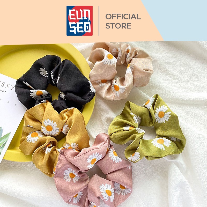 EUNSEO Ikat Rambut Fashion Korea Motif Bunga Daisy Scrunchie Cepol Rambut Import Premium