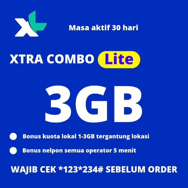 murah kuota paket data xl xtra combo lite 3gb