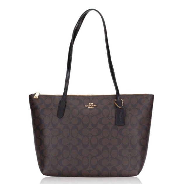 Coach Signature Zip Tote Mahogany (C4455)