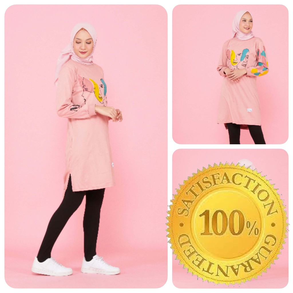 TUNIK CASUAL WANITA RIB BELAKANG TERBARU KEKINIAN MURAH COTTON COMBED MAREEMA AYLA TUNIK