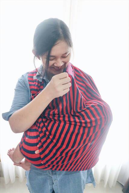 Geos Ring 2in1 gendongan Kaos ringsling dan APron menyusui geos spandek premium Motif babysling