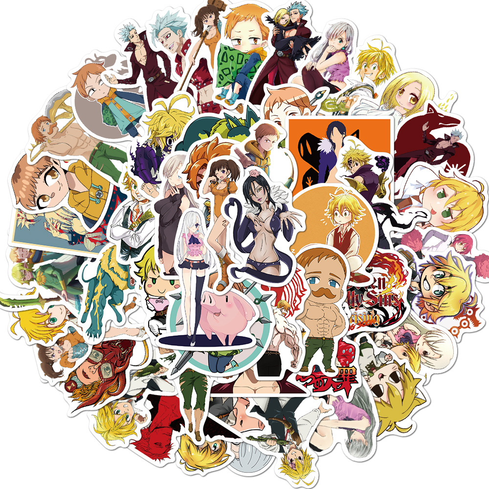 50pcs Stiker Anime Seven Deadly Sins Graffiti Anti Air Untuk Dekorasi Skateboardgitarkomputermobil