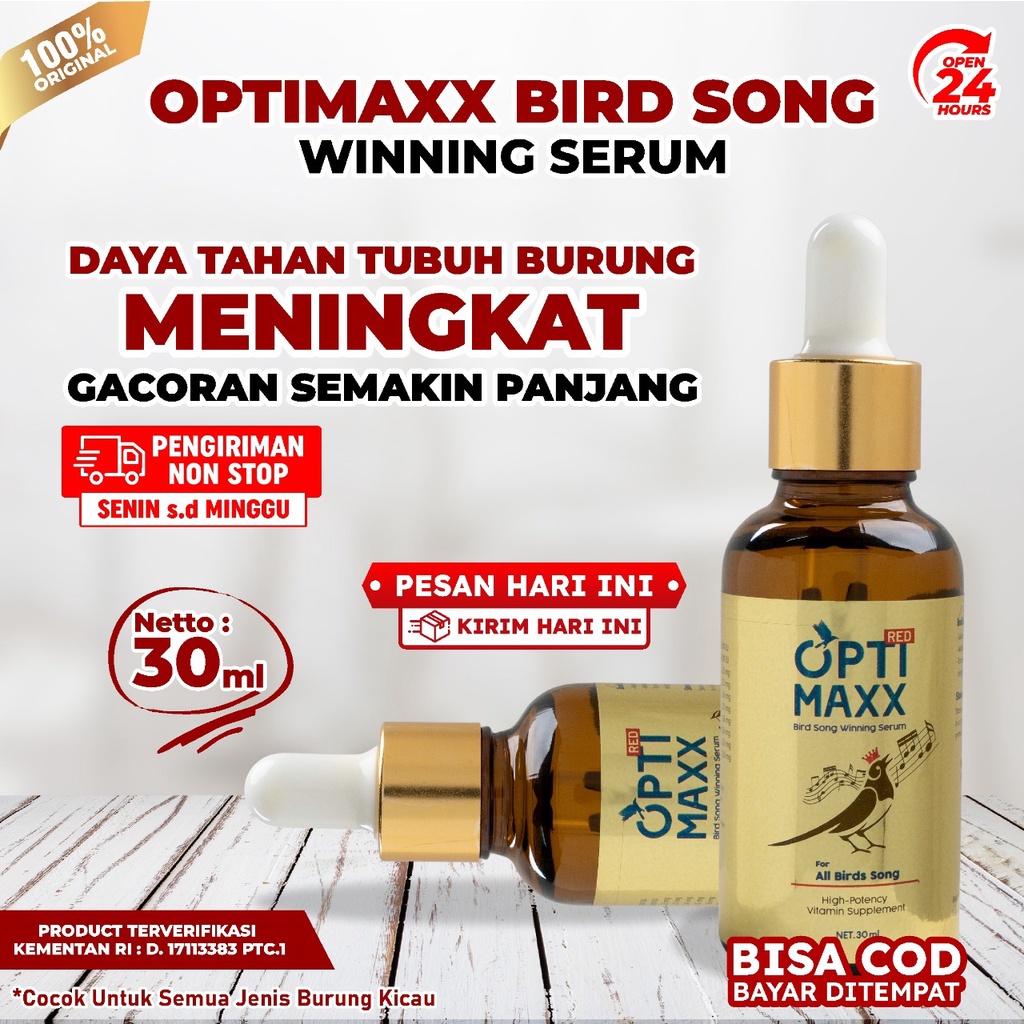 Optimaxx - Bird Song Winning Serum Suplemen Vitamin Penambah Stamina Burung Lomba Lovebird Murai 30ml