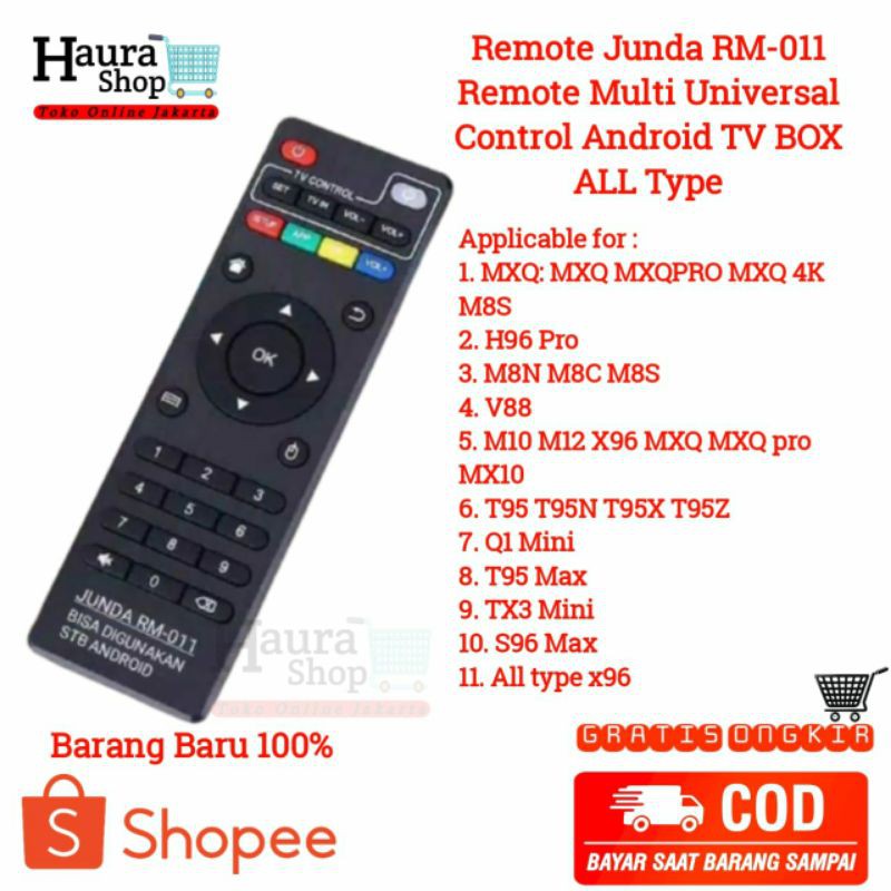 Remote MULTI Android TV BOX ALL Type MXQ MX10 V88 T95 TX X96 DLL - JUN DA RM-011