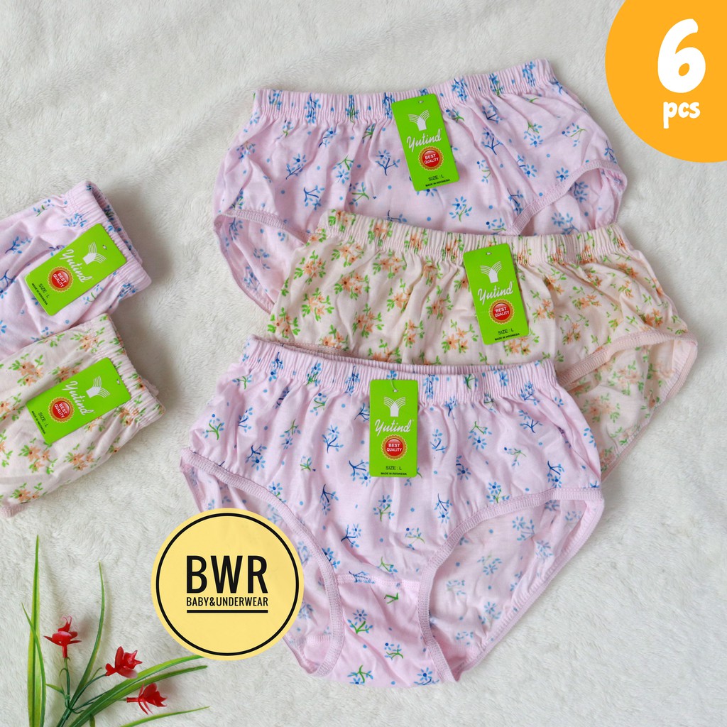 [ 6pc ] CD YUTIND PRINT | Celana Dalam Wanita Dewasa Karet kerut [VI IA2-LA2] Motif Sablon - Bwr