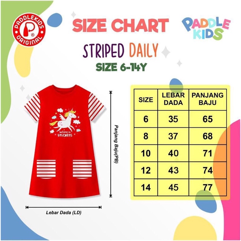 (Bisa COD) 6-14T Daily Dress Paddle Kids Junior