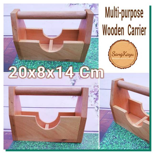 Wooden Carrier 20x8x14 Rustic style tas jinjing kayu tools storage box