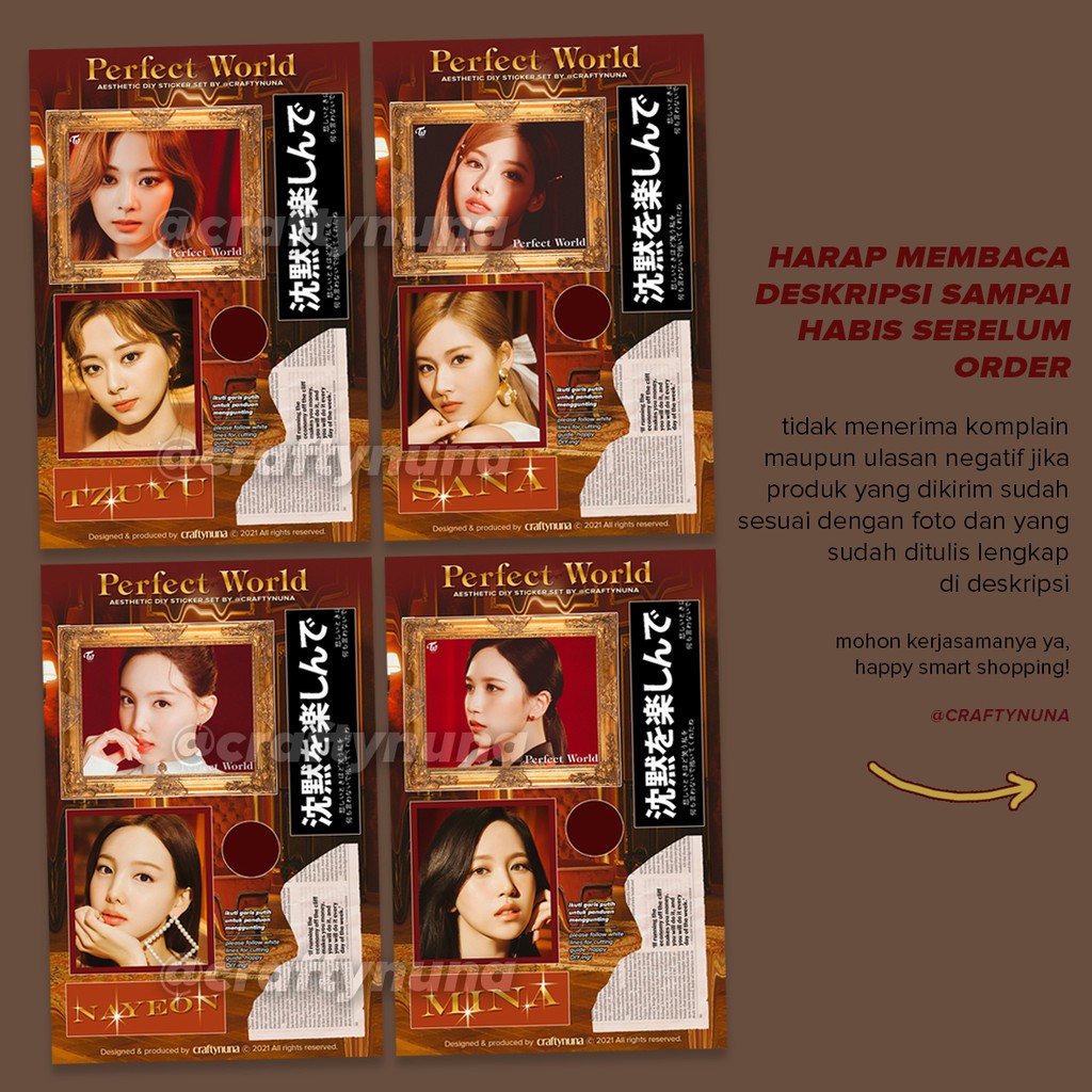 (TW-002) TWICE Japan Sticker Set Perfect World Kura Kura DIY stiker hp album 2021 kpop case aesthetic deco