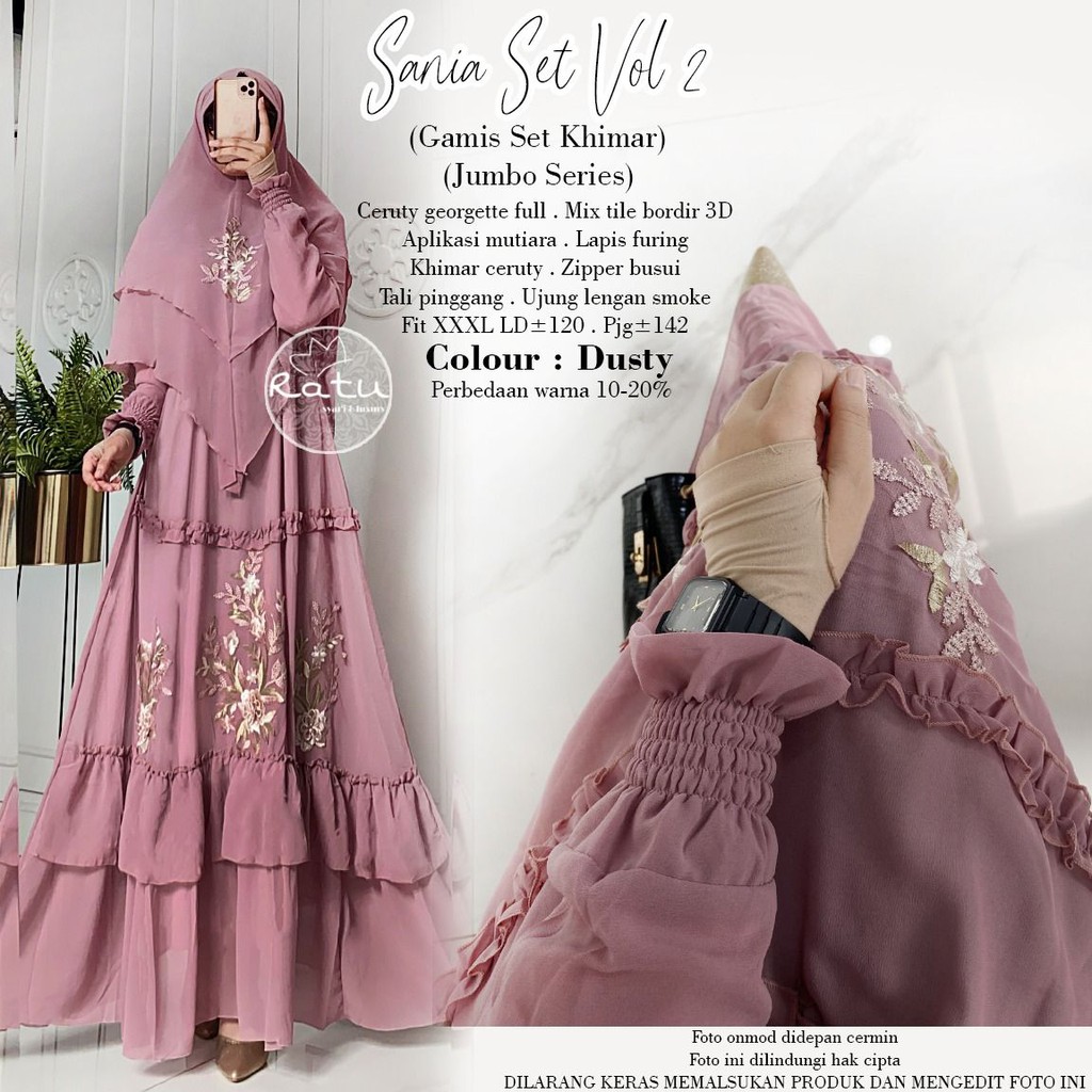 RS ~ SANIA SET SYARI VOL 2 ORI BY RATU * SYARI JUMBO LD 120 * GAMIS SYARI * GAMIS CERUTI * GAMIS MUS