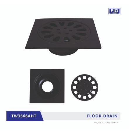 Saringan Got Stainless PLAT HITAM TW3566 - Floor drain Black pembuangan air anti kecoa tikus F60