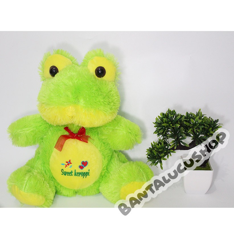 Boneka Keropi Bulu Lasfur Bordir Sweet Keroppi SIze L 43cm