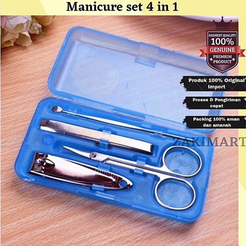 Manicure Set 4 in 1 Pedicure Gunting Kuku Capit Pinset Korek Telinga