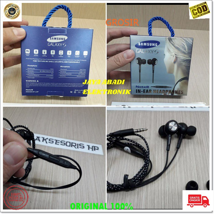 J193 SAMSUNG HEADSET NOTE 8 HP 3.5MM HANDSFREE STEREO DOBEL BASS SUPER EARPOD GALAXY HEADSET HANDSFREE HEADPHONE EARPHONE MUSIC VOKAL AUDIO SOUND EARPOD IN EAR KARET KARAOKE MEGA BAS ORIGINAL SAMSUNG HEADSET HEADPHONE BISA KE SEGALA GADGET SUARA JERNIH