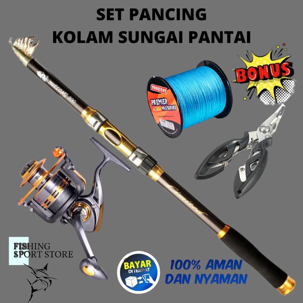 COD Set Alat Pancing Laut Sungai Joran Yuelong 270cm Reel Debao Spinning 10B DB3000 Bonus Senar PE 3