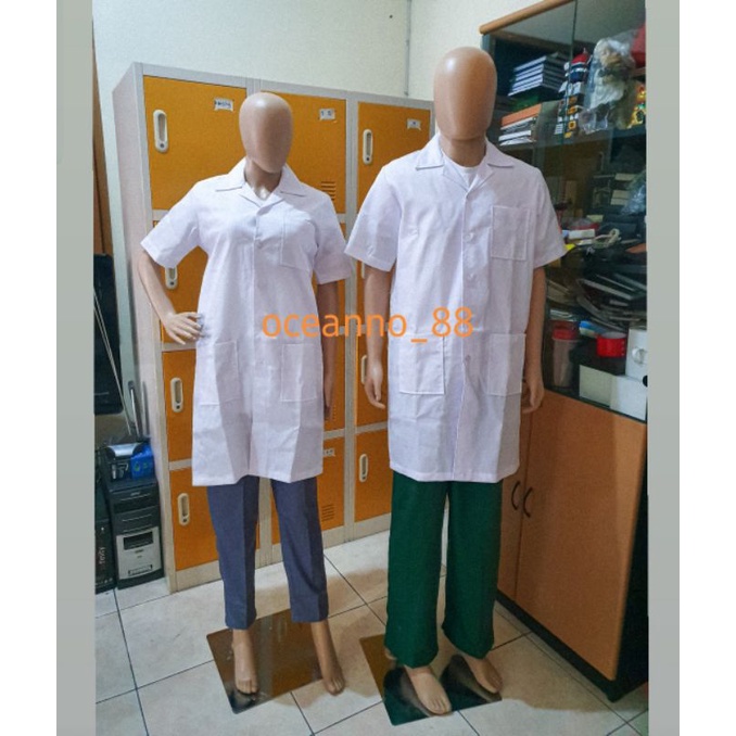 Jas Lab TANGAN LENGAN PENDEK  Jas Laboratorium Baju Praktikum Jas Dokter Tangan Pendek