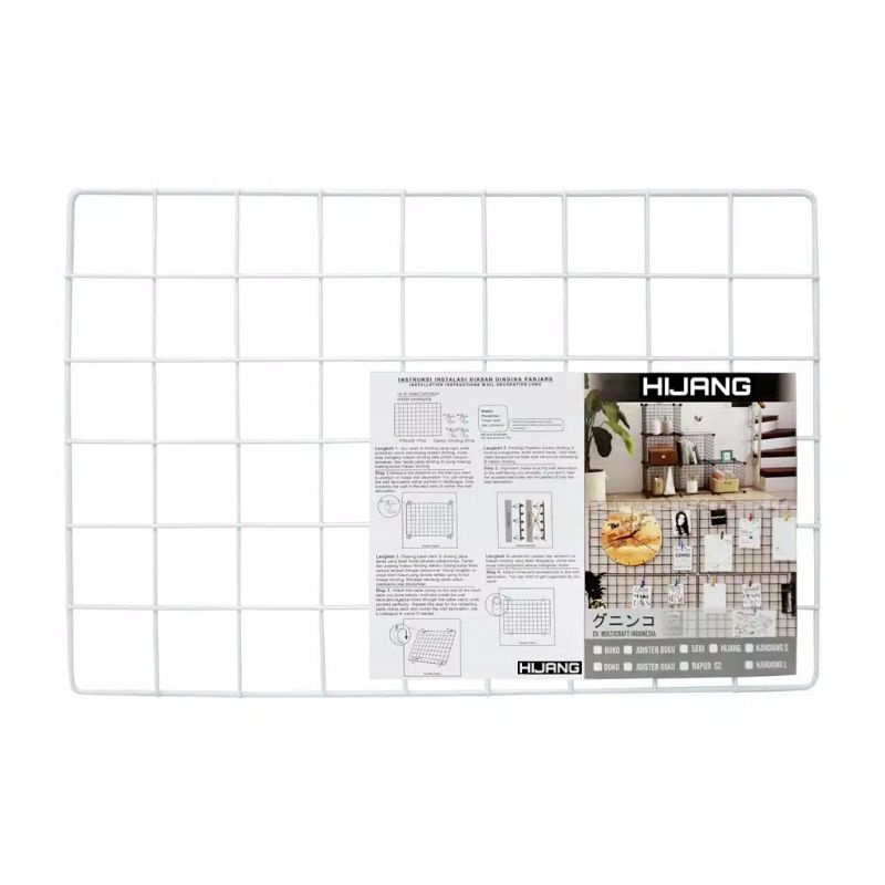 (PROMO)  HIJANG PUTIH ORIGINAL hiasan dinding besi grid wire mesh memo organiser foto