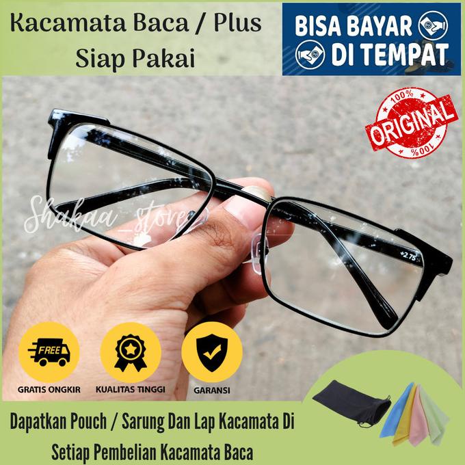 [[COD]] kacamata baca plus pria wanita model kotak bahan metal kaca baca pria DISKON Kode 170