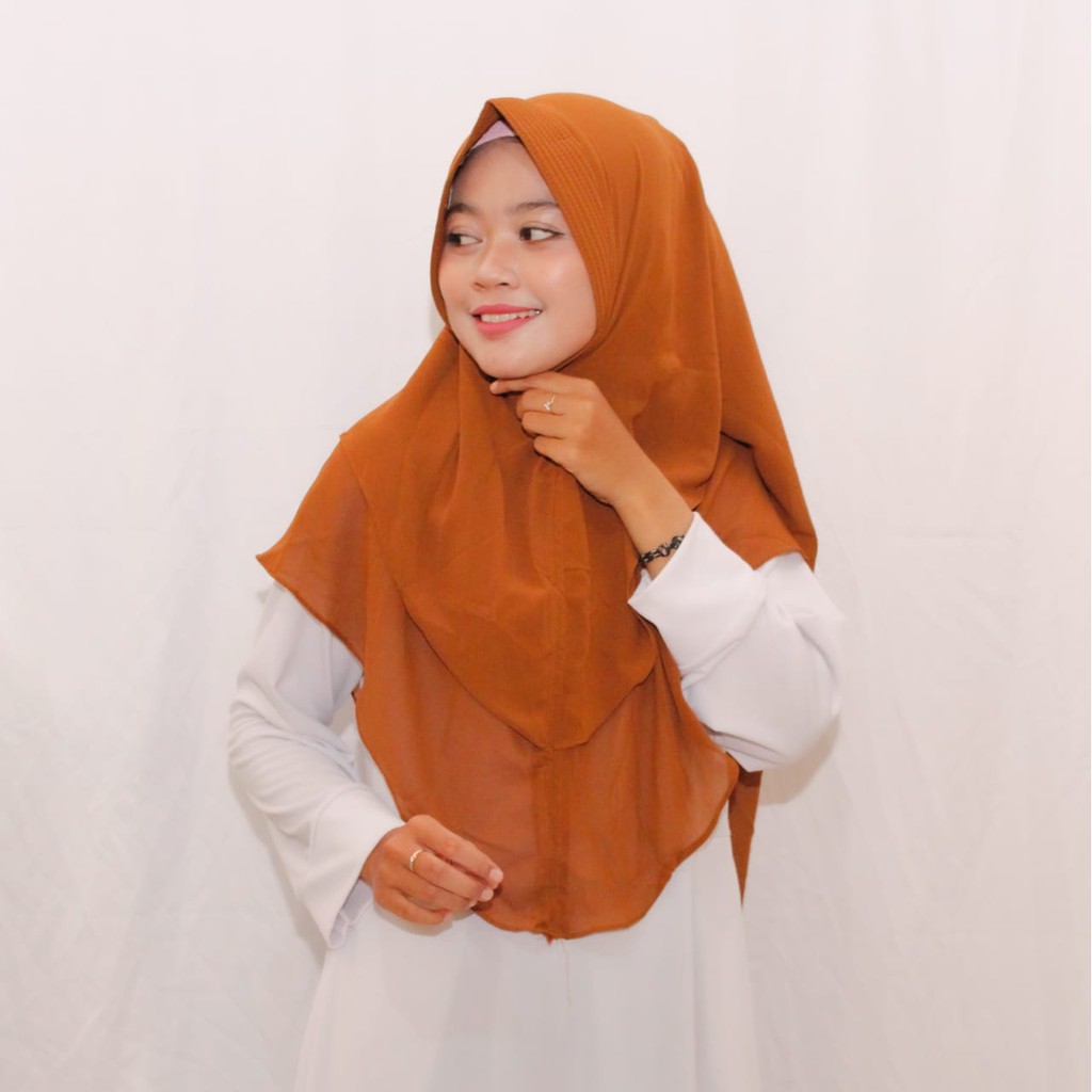 Jilbab Instan Ceruty 2 Layer Oval Jumbo Polos/Khimar Ceruty Sayana-7