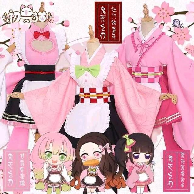 Open PO Fullset cosplay kimetsu no yaiba cosplay maid cafe