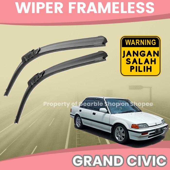 WIPER MOBIL GRAND CIVIC WIPER DEPAN GRAND CIVIC KARET WIPER KACA MOBIL FRAMELESS SEPASANG 1 SET